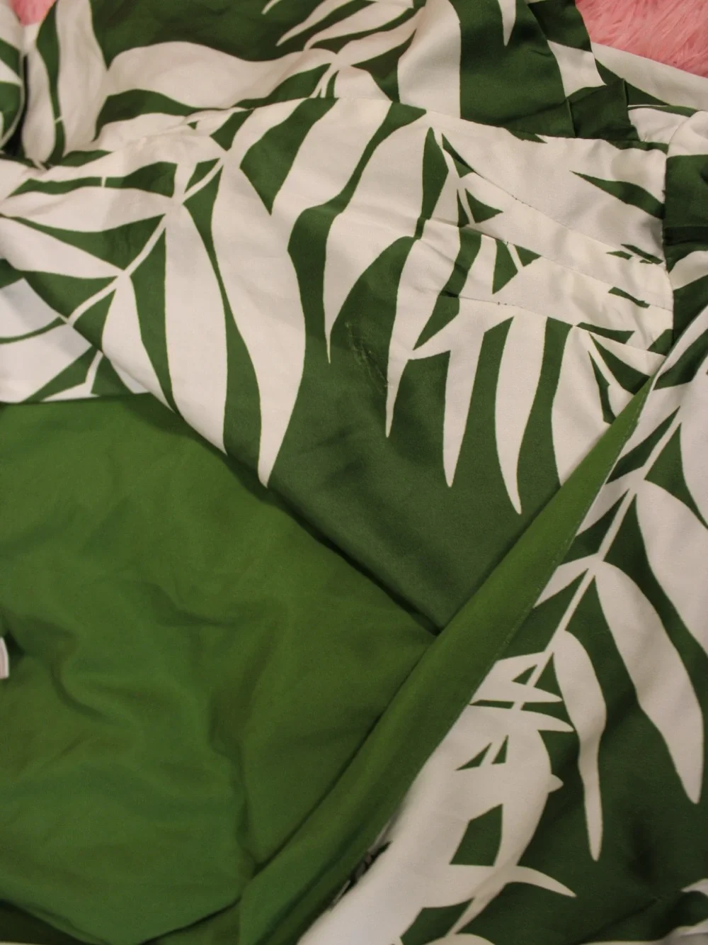 Ruche Green and White Palm-Print Wrap Maxi Dress - Picture 7 of 8